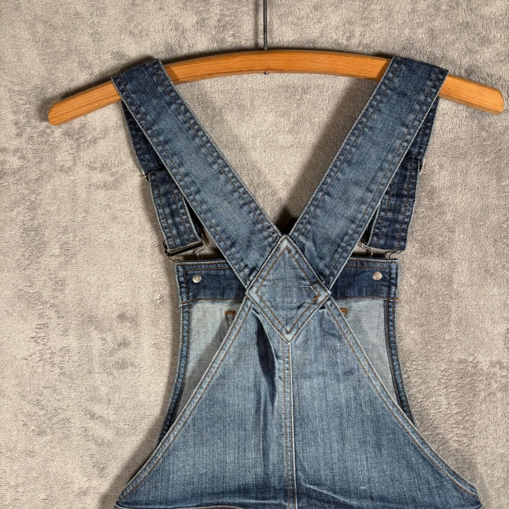 Vintage Guess Jeans Size S Denim Shorts Overalls Jumpsuit Blue Distressed Frayed - Picture 7 of 14